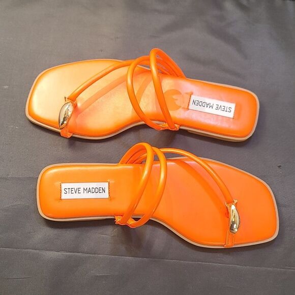 BRAND NEW STEVE MADDEN VIBANT ORANGE WOMENS SANDAL S R3 - Picture 8 of 16